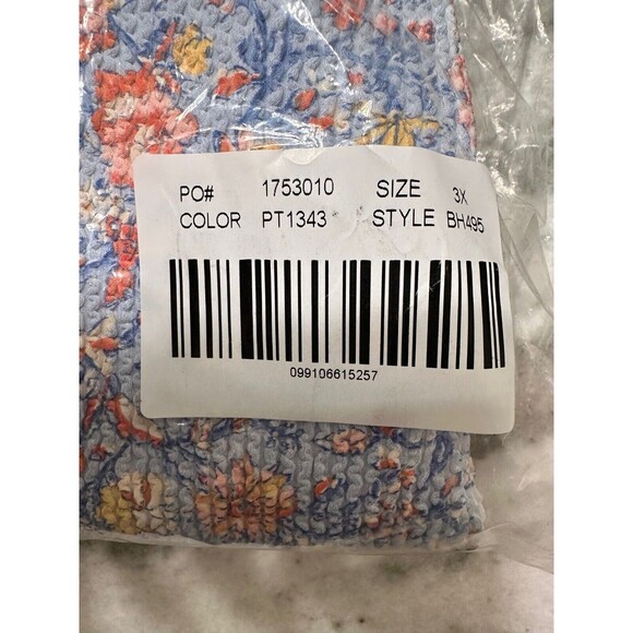 J Crew Floral Bikini Bottom Plus Size 3X Blue Pink Textured Lined Swimsuit Beach - Picture 5 of 5